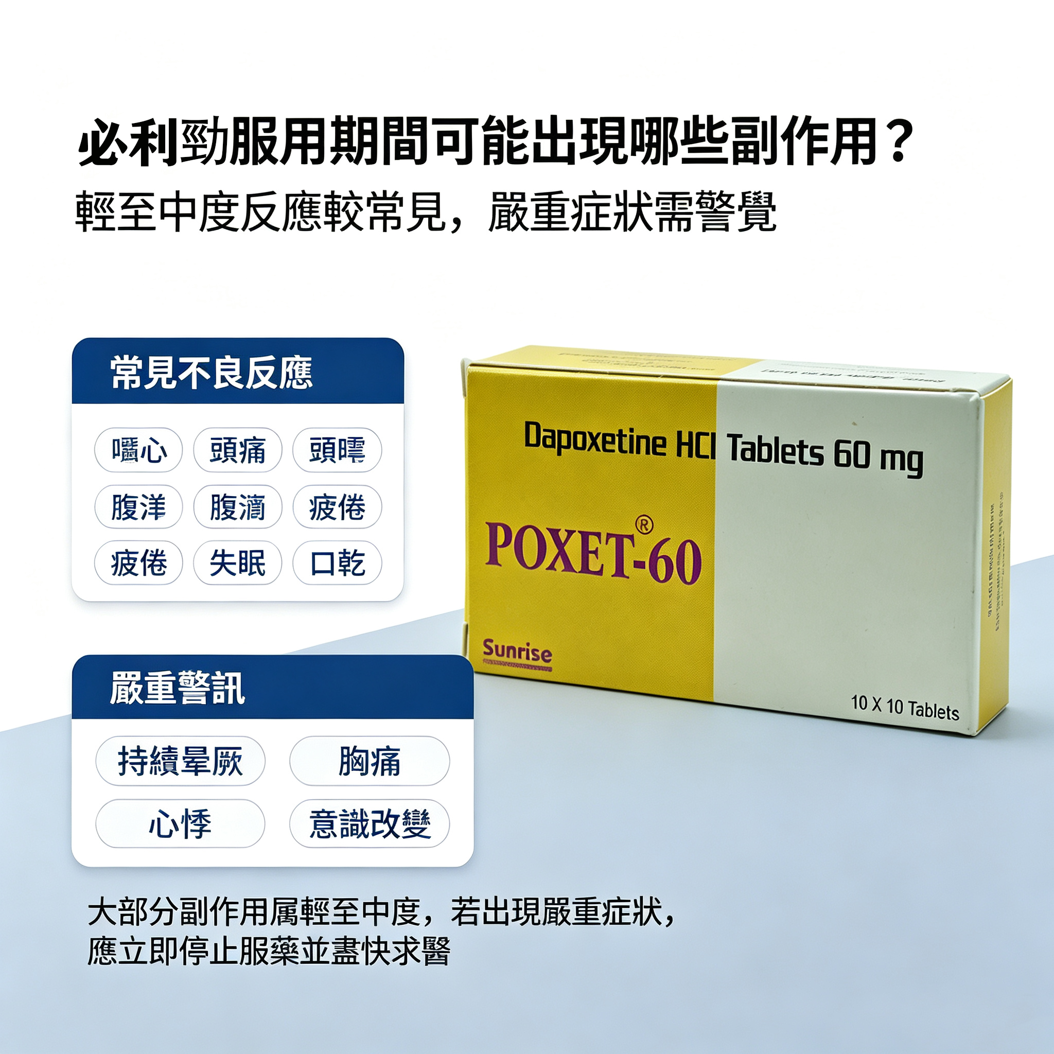 必利勁服用期間可能出現哪些副作用