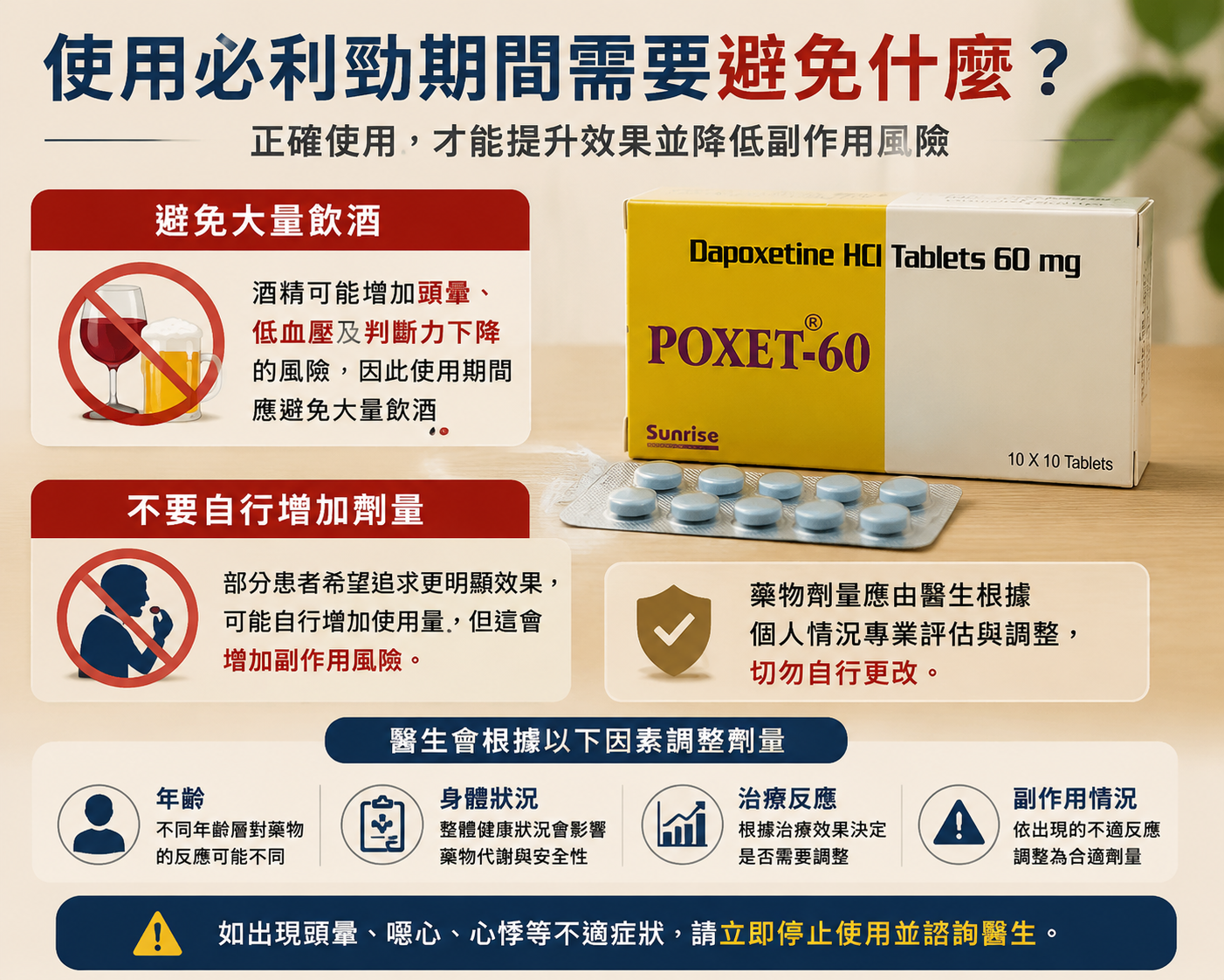 使用必利勁期間需要避免甚麼？